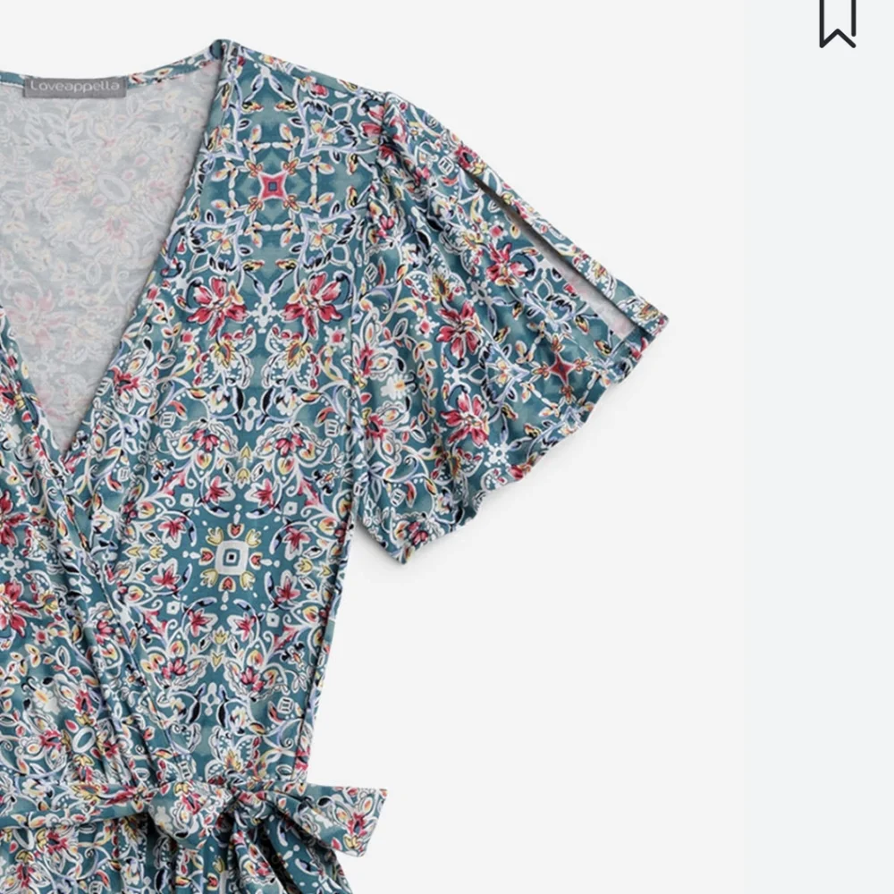 Loveappella Hayven Hankerchief Hem Dress in Teal Green, Large - Picture 3 of 7